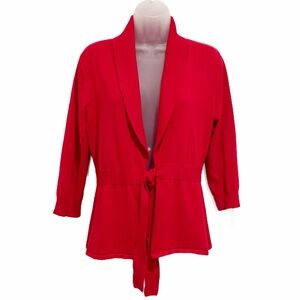 New York and Company 7th Avenue Design Studio red front tie cardigan. Size M.